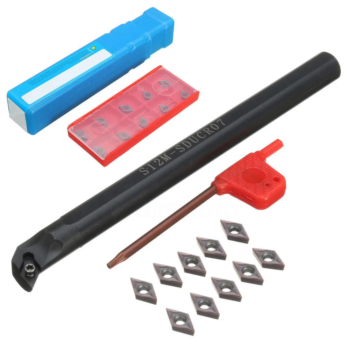 S12M-SDUCR07 12mm Lathe Boring Bar Turning Tool Holder + DCMT0702 Carbide Insert S12M-SDUCR07 Turning Tool Holder Wrench Blade
S12M-SDUCR07 12mm Lathe Boring Bar Turning Tool Holder + DCMT0702 Carbide Insert S12M-SDUCR07 Turning Tool Holder Wrench Blade