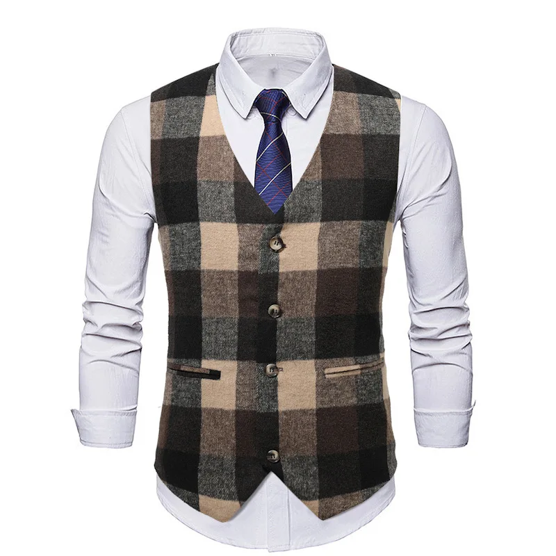 Mens Western Herringbone Tweed Suit Vest Wool Blend V Neck Plaid Waistcoat Men Formal Business Casual Vests Male Chaleco Hombre
Mens Western Herringbone Tweed Suit Vest Wool Blend V Neck Plaid Waistcoat Men Formal Business Casual Vests Male Chaleco Hombre