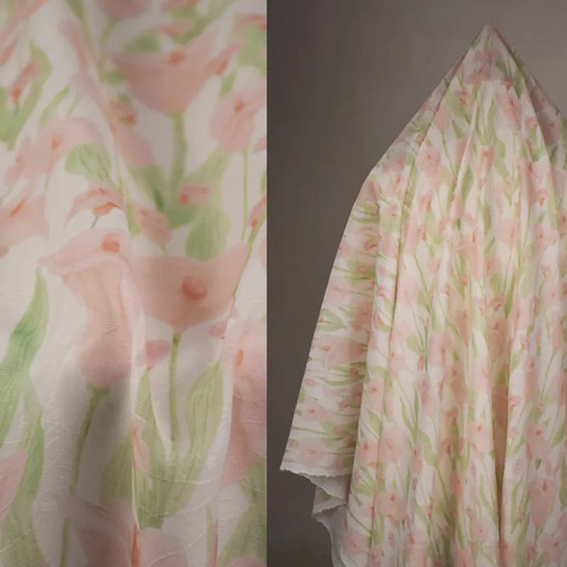 Elegant Pink Flower Print High Grade Sky Silk Chiffon Fabric For Spring Summer Dress Shirt Sewing Telas T2024
Elegant Pink Flower Print High Grade Sky Silk Chiffon Fabric For Spring Summer Dress Shirt Sewing Telas T2024