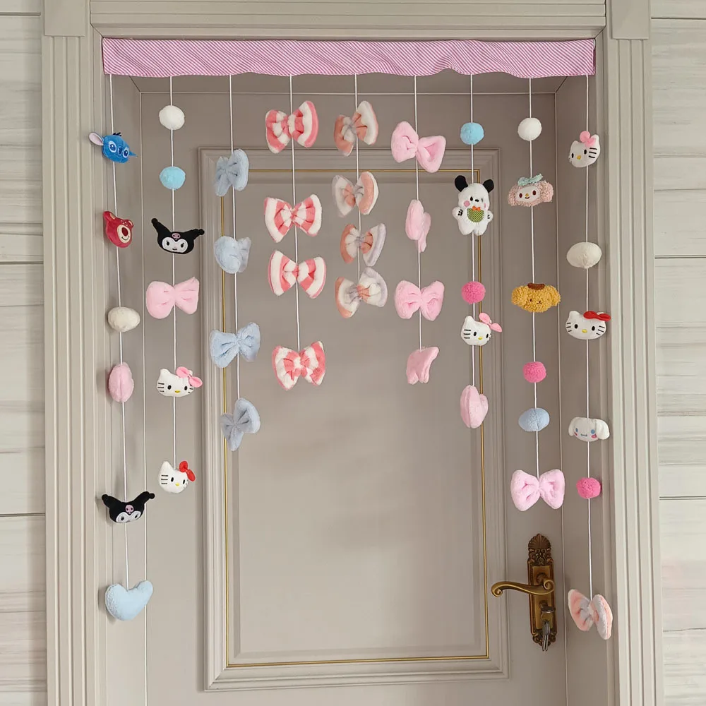 Sanrio Kuromi Девочка Сердце Милая мультяшная декоративная занавеска Kawaii Hellokitty бант