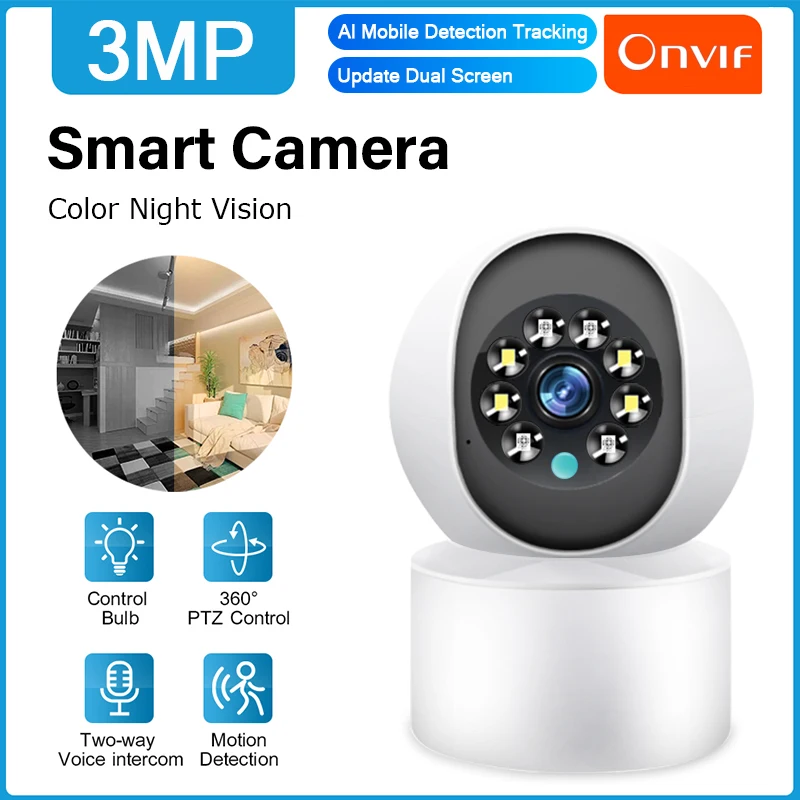 3MP PTZ IP Camera WiFi Baby Monitor 1080P Mini Indoor CCTV Security 2K 3MP AI Tracking Audio Video Surveillance Camera
3MP PTZ IP Camera WiFi Baby Monitor 1080P Mini Indoor CCTV Security 2K 3MP AI Tracking Audio Video Surveillance Camera