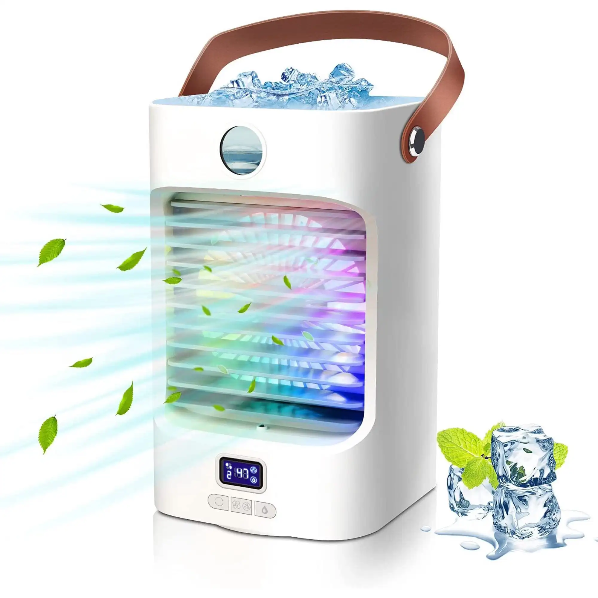 Portable Air Conditioner, Personal Mini Air Conditioner Quiet Desk Fan With Handle, with 3 Speed Mode LED Display Desktop Humidi
Portable Air Conditioner, Personal Mini Air Conditioner Quiet Desk Fan With Handle, with 3 Speed Mode LED Display Desktop Humidi