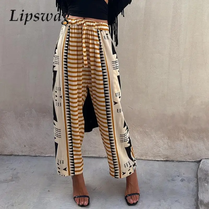 Fashion Geometry Print Elastic Waist Pants Women Sexy High Waist Straight Trousers Office Lady Vintage Drawstring Long Pants
Fashion Geometry Print Elastic Waist Pants Women Sexy High Waist Straight Trousers Office Lady Vintage Drawstring Long Pants