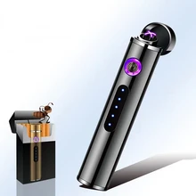 New Cylindrical USB Rechargeable Lighter Portable Metal Dual Arc Plasma Cigarette Lighter Gift Men Cigarette Accessories