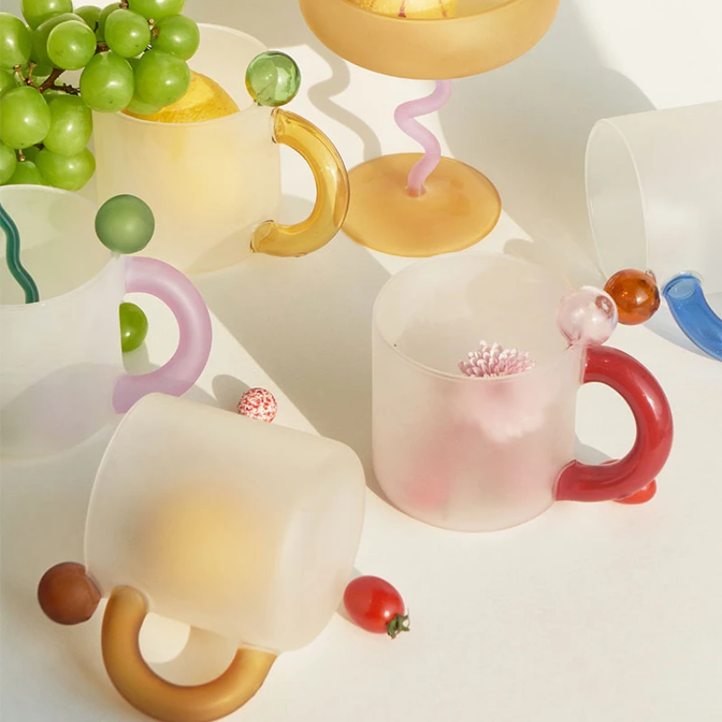 

Colored handle Glass Cup Coffee Mug High Borosilicate Glass Heat Resistant Water Mug Creative Office Tea Cup