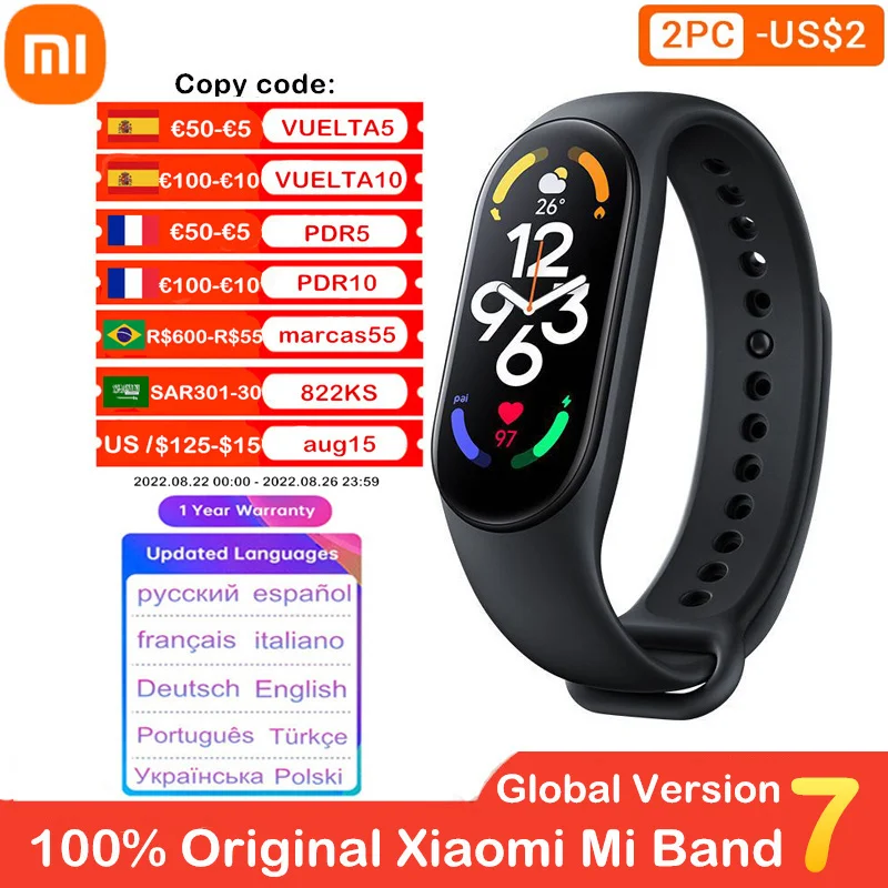 

Original Xiaomi Mi Team 7 Sport Wrist Oxygen Blood Fitness Tracker Miband 7 Bluetooth AMOLED Smart Team 6 Color Bracelet 99new