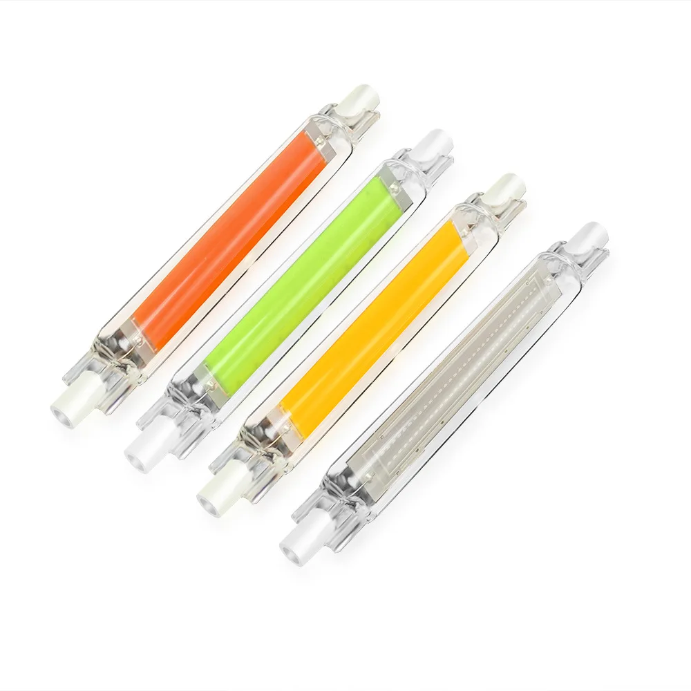 

10pcs 10W 20w R7S COB Light Red Green Blue Yellow 3000K 4000K 6000k 78mm 118mm Tube Foodlight Source Horizontal Plug 110v 220v