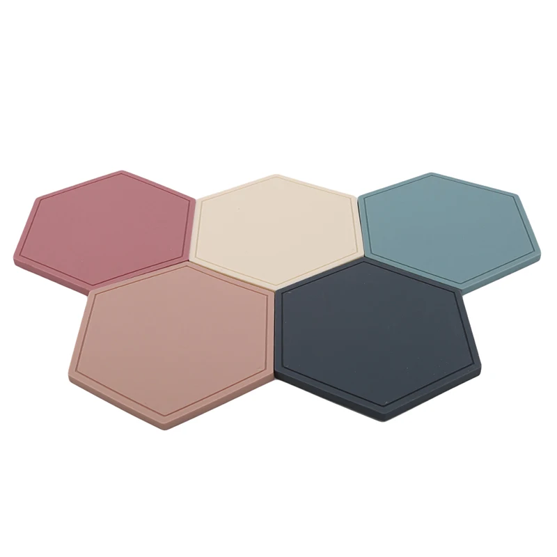 

Creative Silicone Coasters Anti Slip Heat-insulated Cup Mats Chic Hexagon Hollow Cups Mugs Pad INS Home Decoration 1pc