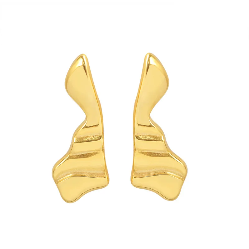 Romantic Irregular Wave Stud Earrings for Women Titanium Steel Plated Jewelry Aretes
Romantic Irregular Wave Stud Earrings for Women Titanium Steel Plated Jewelry Aretes