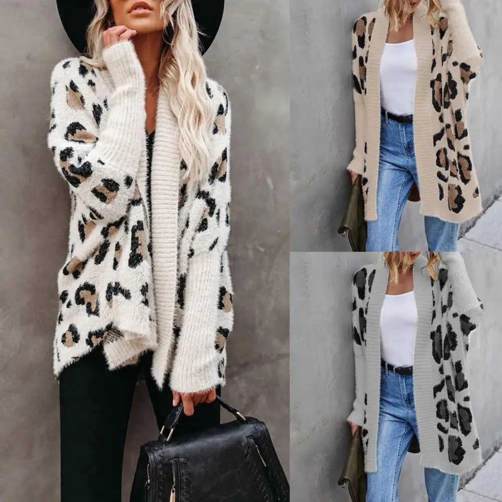 Warm Women Knitwear Fashion Leopard Print Long Sleeve Open Stitch Ribbing Edge Loose Long Knitted Coat Autumn Jacket Outerwear
Warm Women Knitwear Fashion Leopard Print Long Sleeve Open Stitch Ribbing Edge Loose Long Knitted Coat Autumn Jacket Outerwear