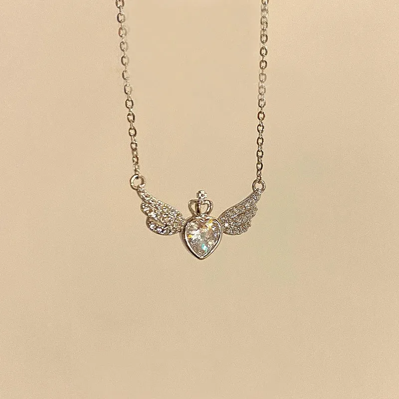 

FashionLove Angel Wing Necklace Light Luxury Niche Design Wings Clavicle Chain Send Girlfriend Gift Party Wholesale Direct Sales