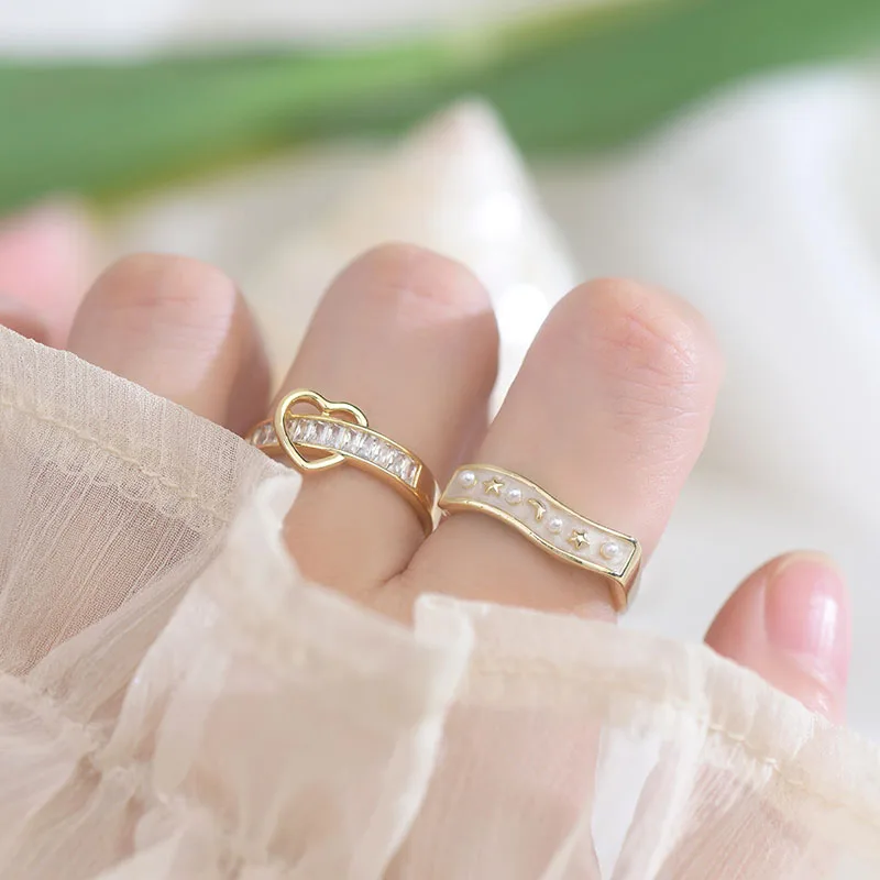 Korean Fashion Trendy Rainstione Heart Ring for Girl Irregular Moon Star Rings Wedding Daily Temperament Brincos Jewelry Gift
Korean Fashion Trendy Rainstione Heart Ring for Girl Irregular Moon Star Rings Wedding Daily Temperament Brincos Jewelry Gift