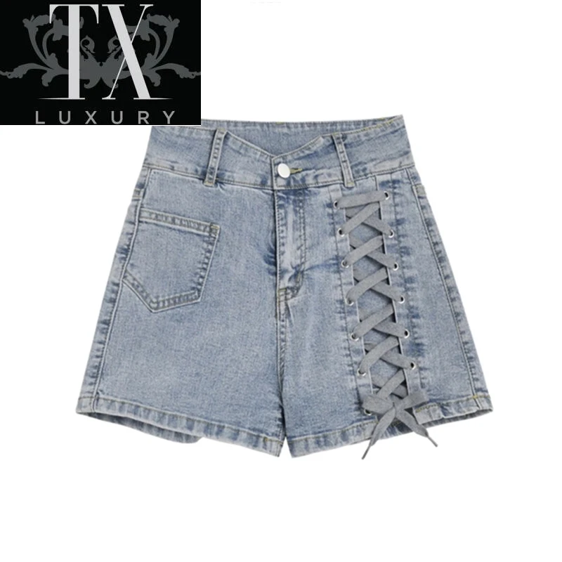 Fashion Jeans Short Woman New High Waist Cross Lace-up Design Denim Summer Female All-Match Wide-Leg Shorts
Fashion Jeans Short Woman New High Waist Cross Lace-up Design Denim Summer Female All-Match Wide-Leg Shorts