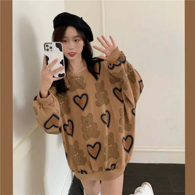 Herfst Hoodie Sweetheart Kawaii Beer Print Vrouwen Trui Lange Mouwen Oversized Ronde Hals Patroon Pullover Streetwear korean
Herfst Hoodie Sweetheart Kawaii Beer Print Vrouwen Trui Lange Mouwen Oversized Ronde Hals Patroon Pullover Streetwear korean