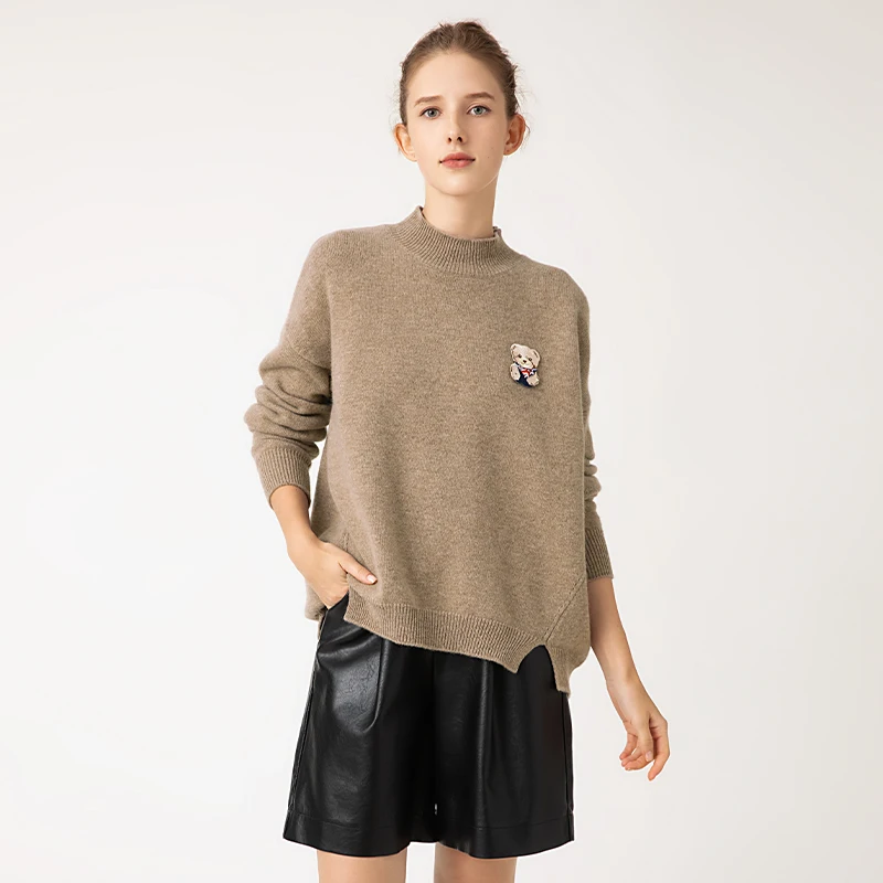 Women's Sweater Autumn Irregular Designer Brand Oblique Side Button Sweater Women's 100% Pure Wool Integrated Seamless Pullover
Women's Sweater Autumn Irregular Designer Brand Oblique Side Button Sweater Women's 100% Pure Wool Integrated Seamless Pullover