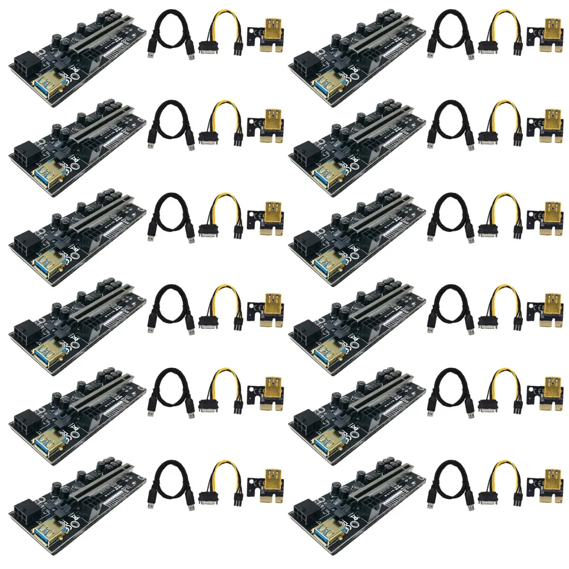 12 Pack V011 PRO PCI-E 1X to 16X USB3.0 60cm Graphics Riser Card with 10 Solid Capacitors for Bitcoin GPU Mining
12 Pack V011 PRO PCI-E 1X to 16X USB3.0 60cm Graphics Riser Card with 10 Solid Capacitors for Bitcoin GPU Mining
