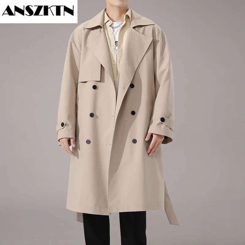 ANSZKTN Men Spring Fashion windbreaker men's solid color double breasted loose long outer coat casual outwear overcoat
ANSZKTN Men Spring Fashion windbreaker men's solid color double breasted loose long outer coat casual outwear overcoat