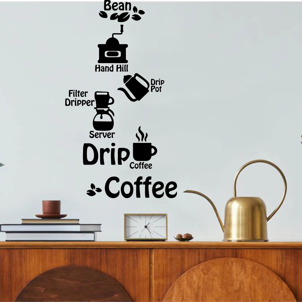 

Drip Pot Filter Dripper Coffee Wall Sticker Decal Drink Cafe Coffee Mug Kitchen Restaurant Vinyl Home Decor