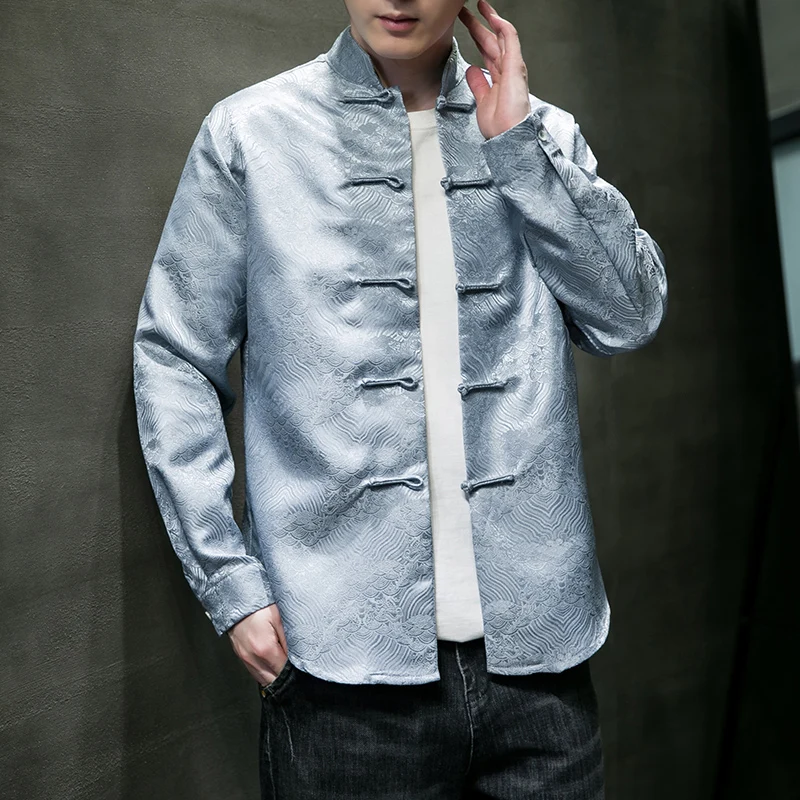 Traditional Chinese Costume Men's Brocade Jacquard Thin Jacket Top Hanfu Tang Clothes Plate Button Shirt Jacket
Traditional Chinese Costume Men's Brocade Jacquard Thin Jacket Top Hanfu Tang Clothes Plate Button Shirt Jacket