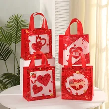 5/10/20pcs 2023 Red Love Valentines Day Birthday party Non-woven fabric Gift Bag Baking Cake Bag for packing orders borse
