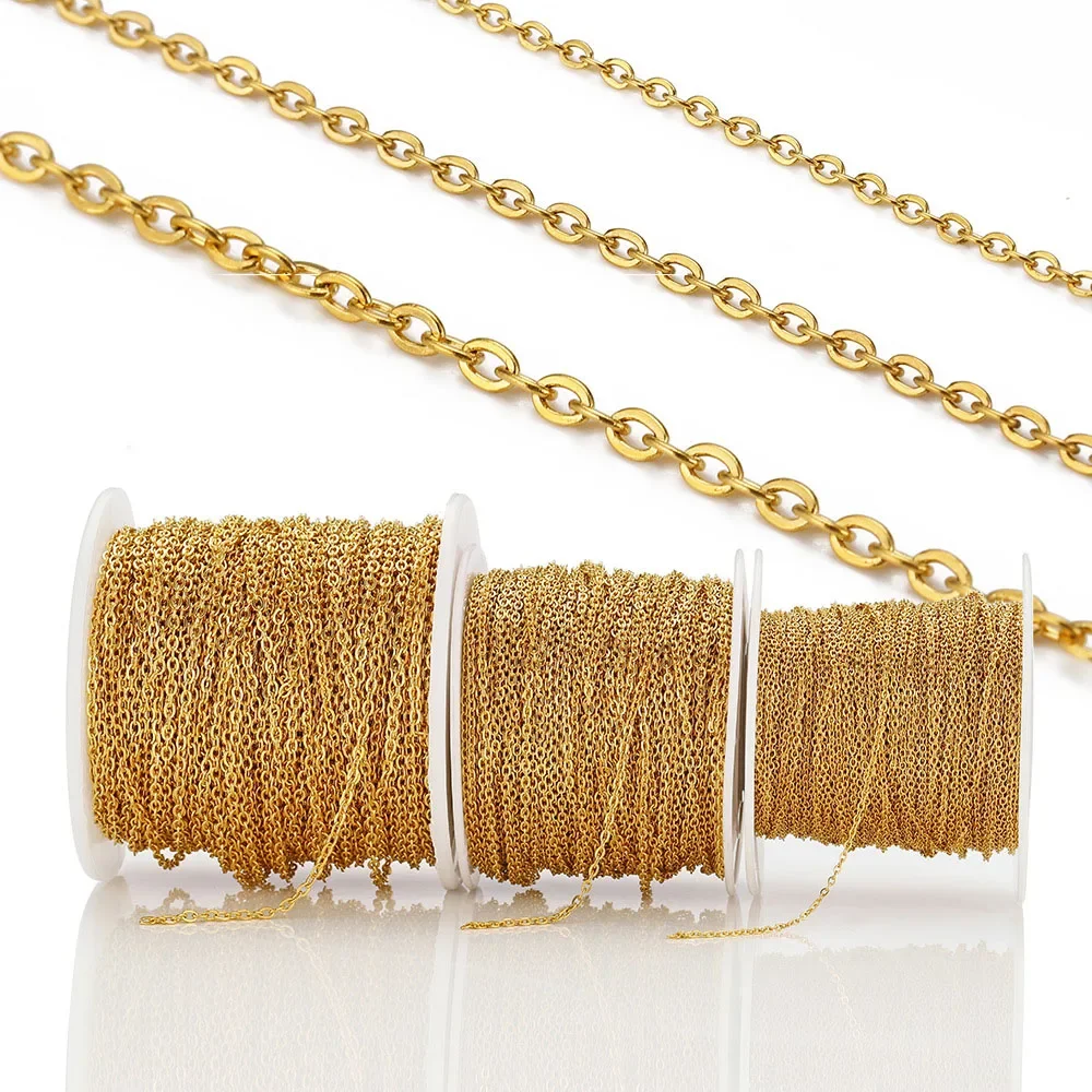 10Meters 1mm 1.5mm 2mm Gold&Steel Color Stainless Steel Necklace Chains O Shape Cross Chains DIY Jewelry Making Components
10Meters 1mm 1.5mm 2mm Gold&Steel Color Stainless Steel Necklace Chains O Shape Cross Chains DIY Jewelry Making Components