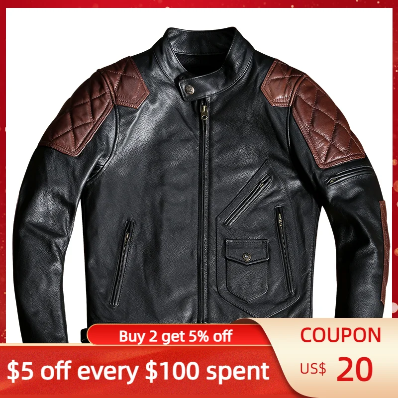 2022 Black Genuine Leather Jacket Men Stand Collar Motorcycle Style Plus Size 5XL Natural Cowhide Autumn Slim Fit Biker Coat
2022 Black Genuine Leather Jacket Men Stand Collar Motorcycle Style Plus Size 5XL Natural Cowhide Autumn Slim Fit Biker Coat