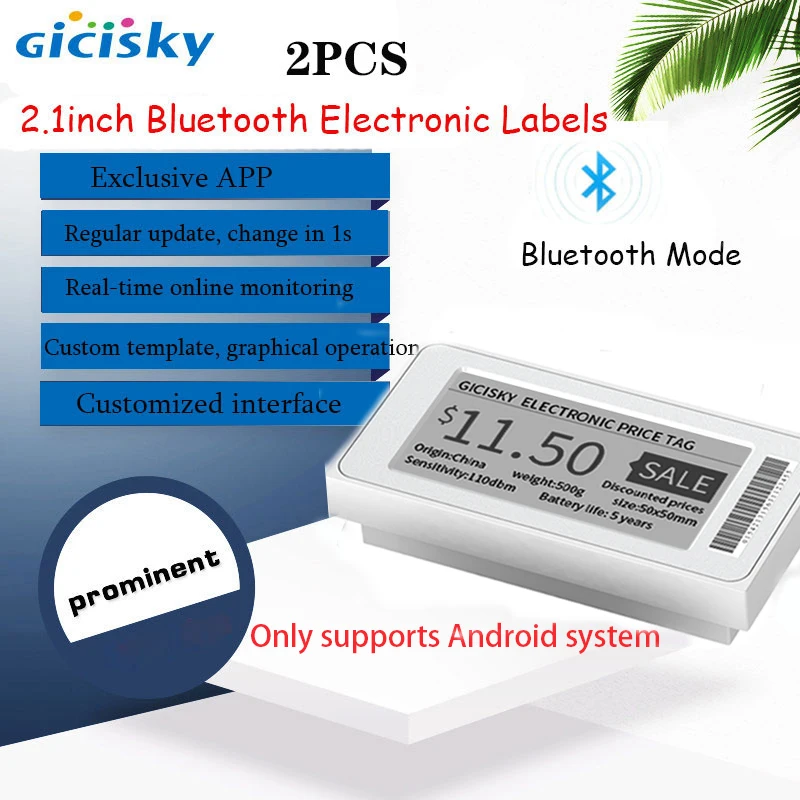 Электронный Ценник Gicisky 2 1 дюйма шт. Bluetooth TFT дисплей замена для склада