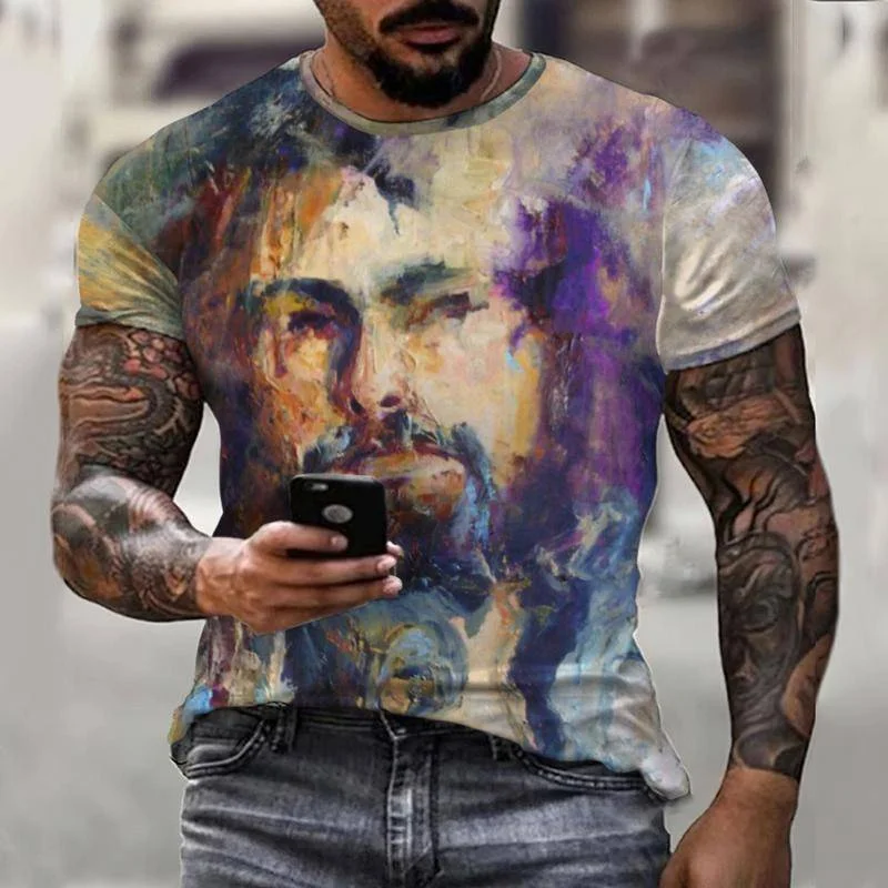 Abstract Jesus Print Men's T-Shirts Short Sleeves Oversized Shirts Short Sleeves Fashion Casual Wear Street Tops
Abstract Jesus Print Men's T-Shirts Short Sleeves Oversized Shirts Short Sleeves Fashion Casual Wear Street Tops