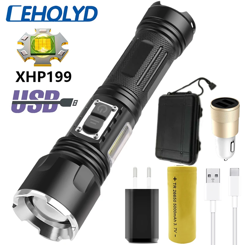 1000000LM XHP199 Super Bright Led Flashlight Rechargeable Aluminum Alloy Torch Power Bank Lantern For Camping Hunting Light
1000000LM XHP199 Super Bright Led Flashlight Rechargeable Aluminum Alloy Torch Power Bank Lantern For Camping Hunting Light