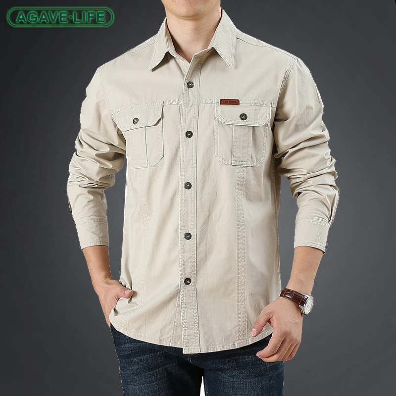 Men's Casual Loose Long-sleeve Shirts New Solid Color Youth Male Spring Autumn Tooling Pocket Shirt Men Military Bussiness Shirt
Men's Casual Loose Long-sleeve Shirts New Solid Color Youth Male Spring Autumn Tooling Pocket Shirt Men Military Bussiness Shirt