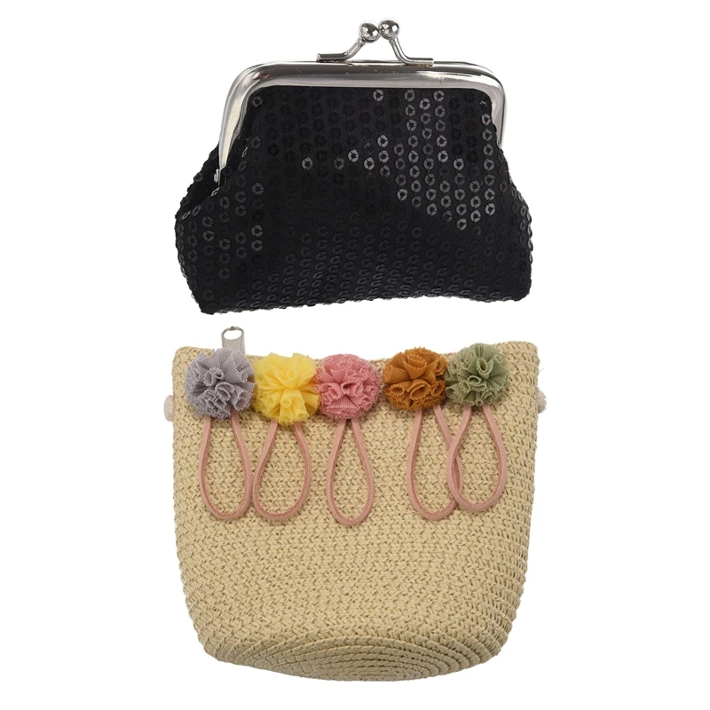 Women's Sequins Coin Purse Buckle Mini Wallet(Black) & Girls Shoulder Bag Straw Rattan Weave Crossbody Bag(Beige)
Women's Sequins Coin Purse Buckle Mini Wallet(Black) & Girls Shoulder Bag Straw Rattan Weave Crossbody Bag(Beige)