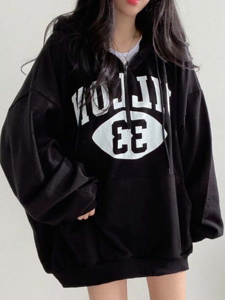 Deeptown Gothic Streetwear Black Zip Up Hoodies Women Harajuku Letter Print Sweatshirts Gray Loose All-match Thick Tops Hip Hop
Deeptown Gothic Streetwear Black Zip Up Hoodies Women Harajuku Letter Print Sweatshirts Gray Loose All-match Thick Tops Hip Hop