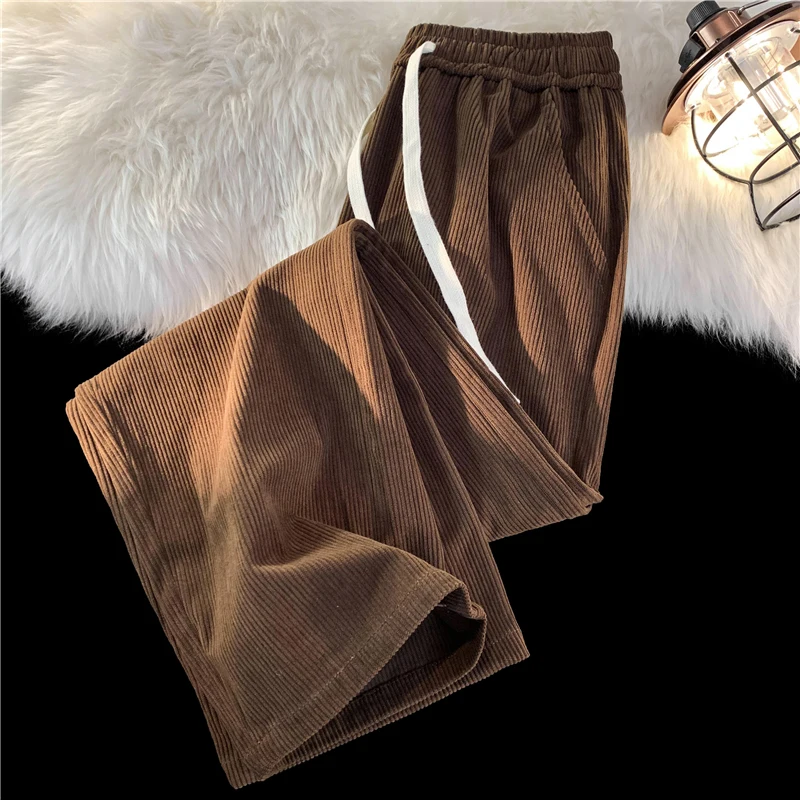 Summer Autumn Men's Corduroy Casual Pants Baggy Straight Elastic Waist Pants Korean Fashion Streetwear Ankle Wide Leg Sweatpants
Summer Autumn Men's Corduroy Casual Pants Baggy Straight Elastic Waist Pants Korean Fashion Streetwear Ankle Wide Leg Sweatpants