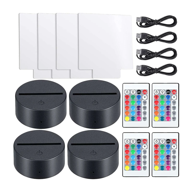 4 Pack 3D Night LED Light Lamp Base Kit Adjustable 16 Colors 4 Modes For Child Room Bar Square Style
4 Pack 3D Night LED Light Lamp Base Kit Adjustable 16 Colors 4 Modes For Child Room Bar Square Style