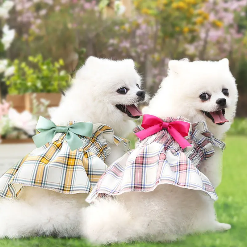 Spring Summer Thin Dog Clothes Plaid Pet Dress for Small Dogs Pomeranian Cat Clothing Wedding Party Princess Bowknot Dressed
Spring Summer Thin Dog Clothes Plaid Pet Dress for Small Dogs Pomeranian Cat Clothing Wedding Party Princess Bowknot Dressed
