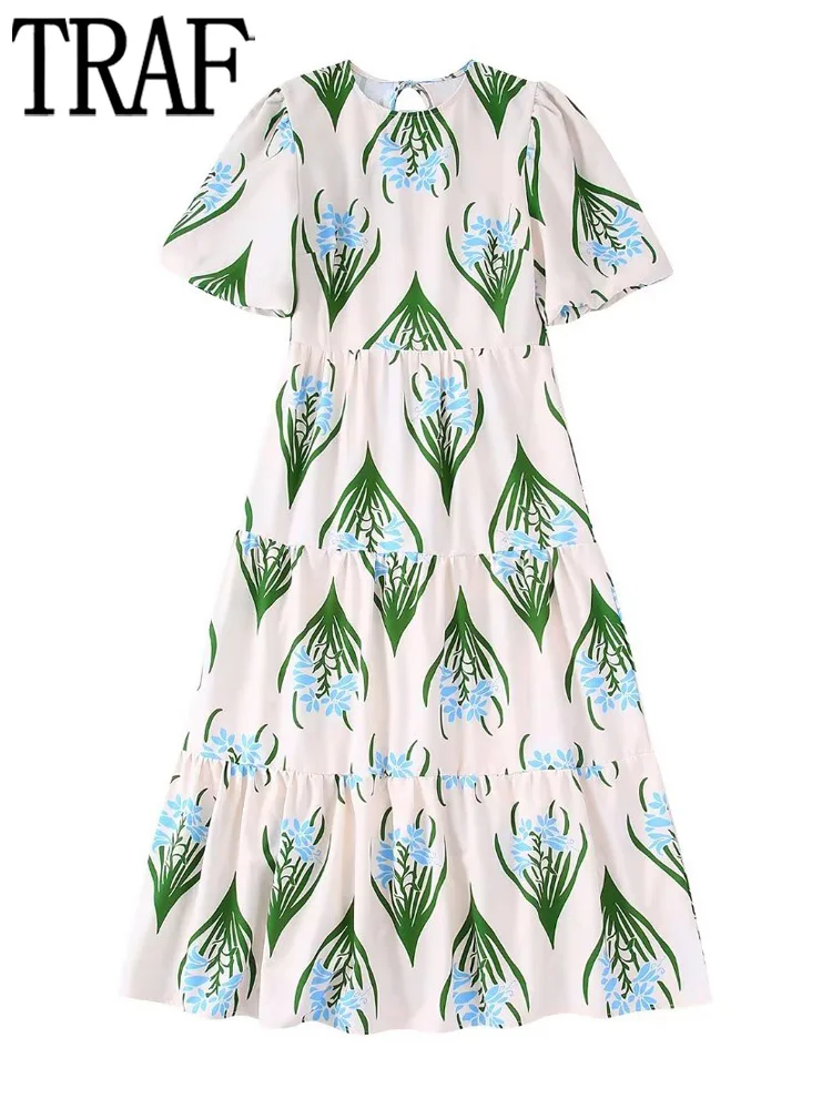 TRAF Print Long Dress Women Pleated Midi Dress Woman Puff Sleeve Party Dresses for Women Vintage Backless Summer Dresses Ladies
TRAF Print Long Dress Women Pleated Midi Dress Woman Puff Sleeve Party Dresses for Women Vintage Backless Summer Dresses Ladies