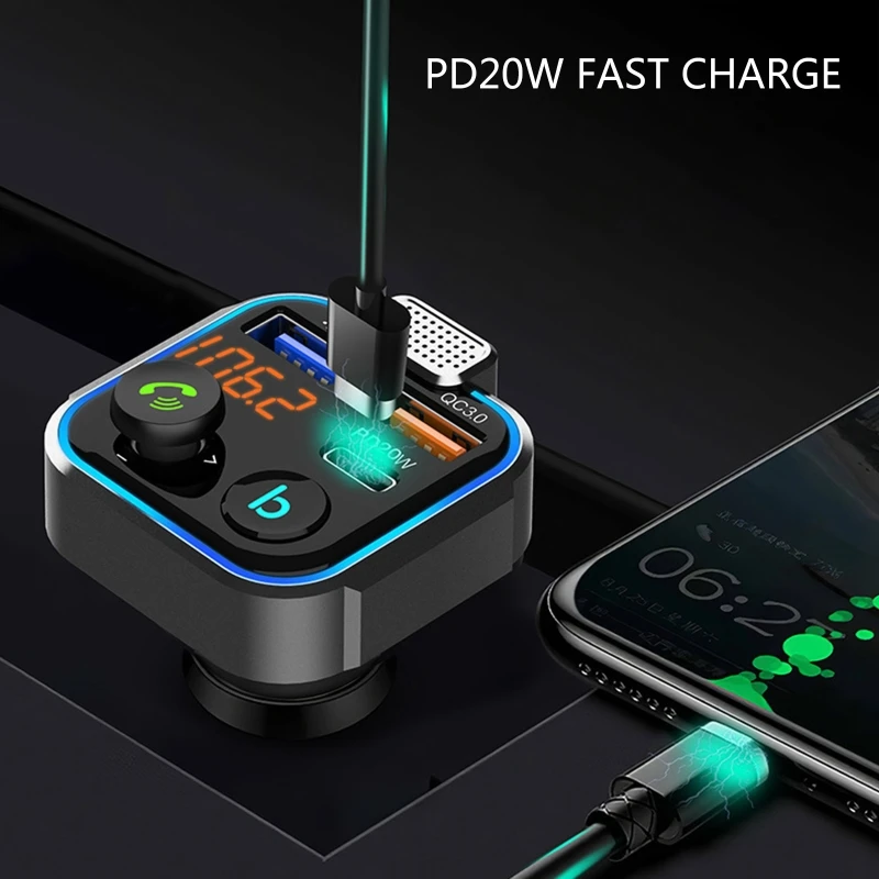 Car Bluetooth-compatible 5.0 FM Transmitter One Key Bass Mp3 Music Player Large Microphone USB QC3.0 PD20W Quick Charger
Car Bluetooth-compatible 5.0 FM Transmitter One Key Bass Mp3 Music Player Large Microphone USB QC3.0 PD20W Quick Charger
