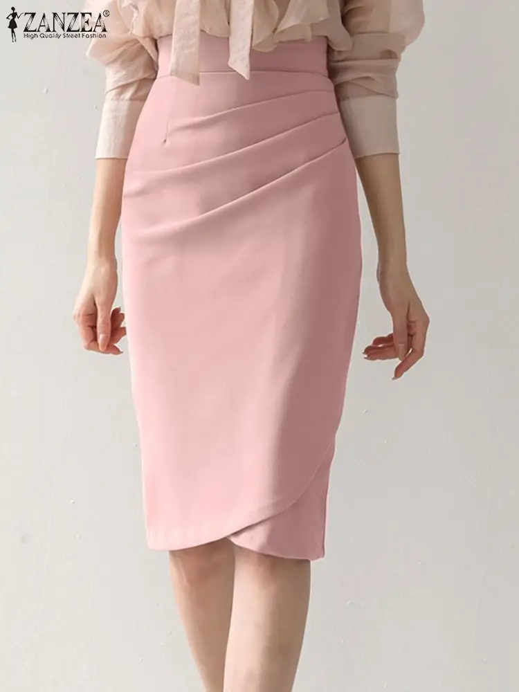 Elegant Women High Waist Skirts ZANZEA Formal Package Hip Draped Knee-length Skirt Korean Fashion Workplace Slit Hem Short Jupes
Elegant Women High Waist Skirts ZANZEA Formal Package Hip Draped Knee-length Skirt Korean Fashion Workplace Slit Hem Short Jupes