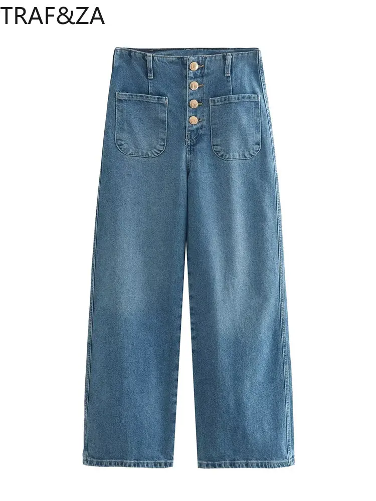 TRAF&ZA 2022 Women Autumn Fashion Street Style High Waist Wide Leg Jeans Young Chic Fly Side Pockets Casual Denim Trousers
TRAF&ZA 2022 Women Autumn Fashion Street Style High Waist Wide Leg Jeans Young Chic Fly Side Pockets Casual Denim Trousers