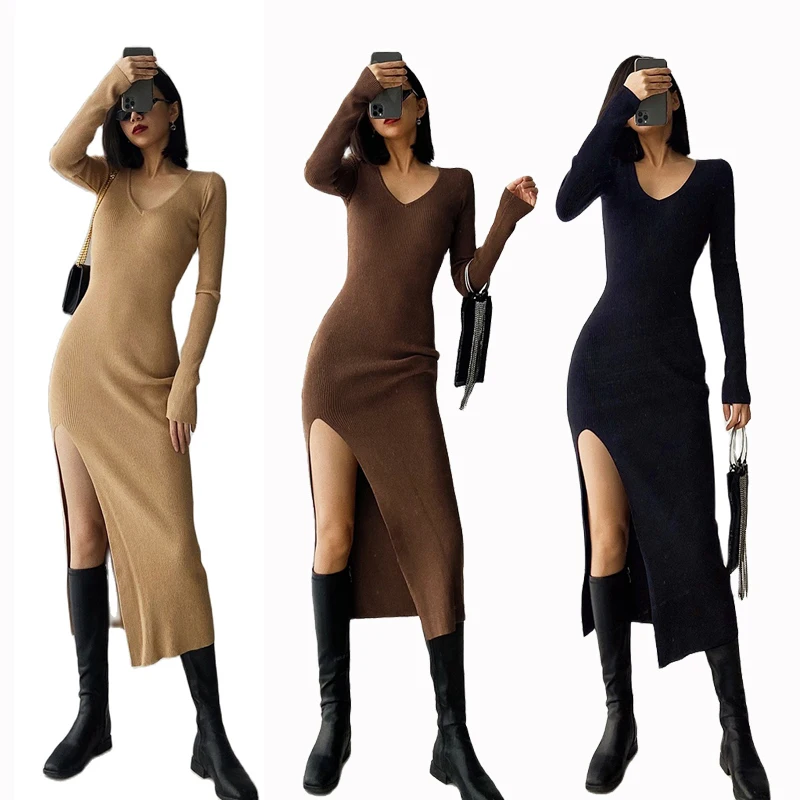 Women's Autumn/winter 2022 New Chic Elastic Long Sleeve V-neck Side Crack Sexy Party MIDI Dress
Women's Autumn/winter 2022 New Chic Elastic Long Sleeve V-neck Side Crack Sexy Party MIDI Dress