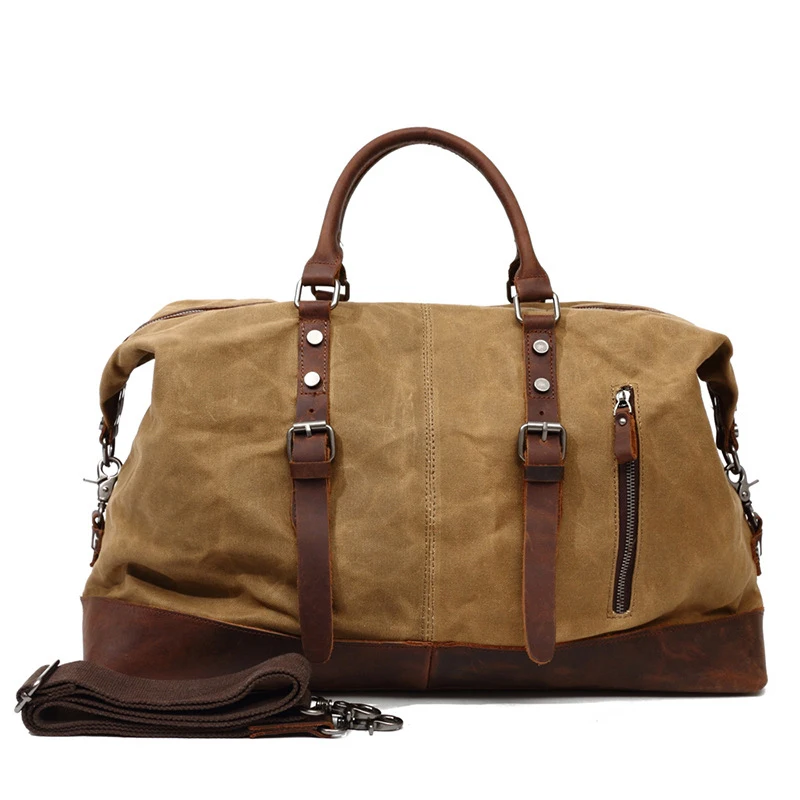 Waxed Canvas Travel Bags High-end Quality Men Travel Handbag Large Capacity Vintage Style Crazy Horse Leather Travel Duffel Bag
Waxed Canvas Travel Bags High-end Quality Men Travel Handbag Large Capacity Vintage Style Crazy Horse Leather Travel Duffel Bag