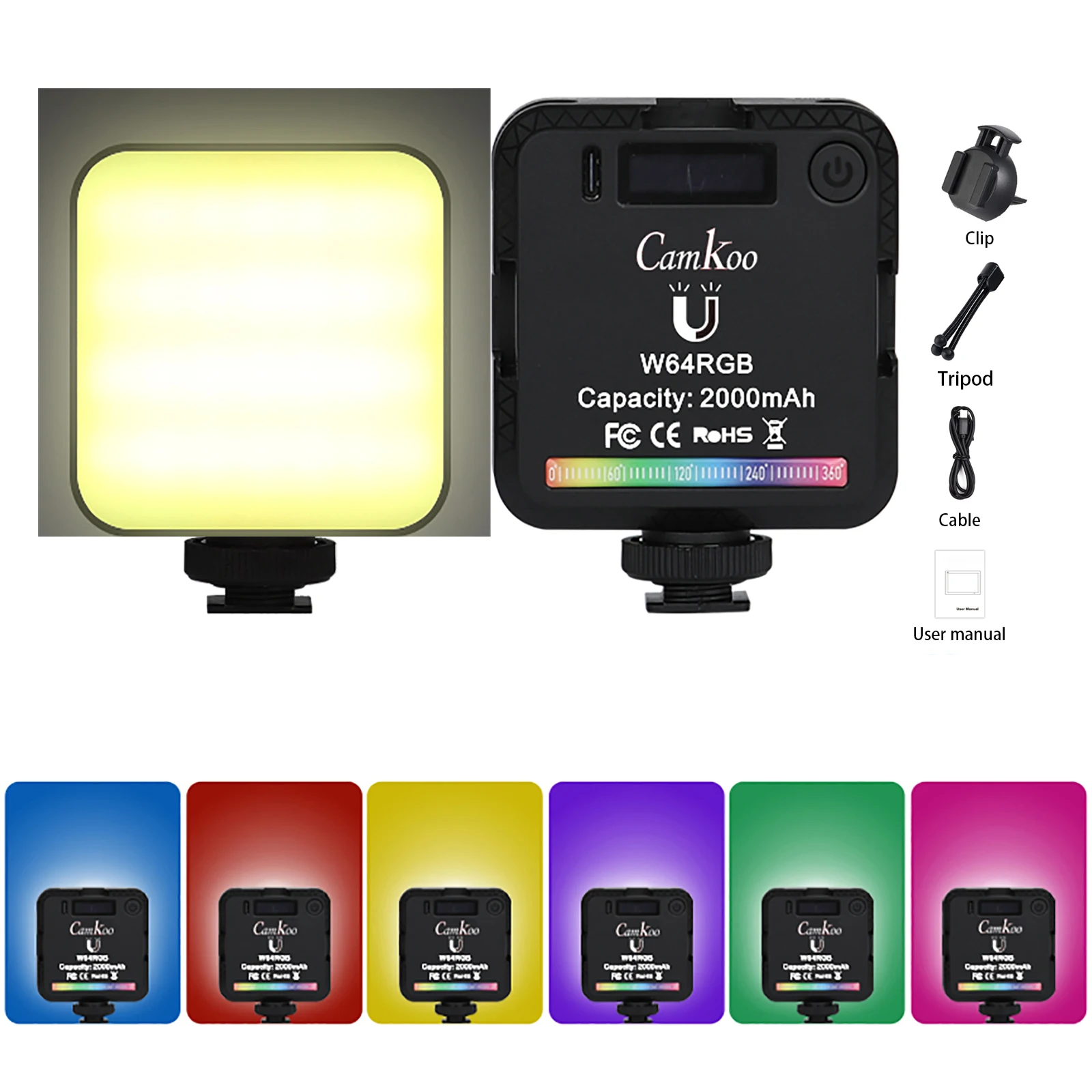 CAMKOO W64RGB светильник 360 ° полный цвет фотографисветильник свет 2000mAh перезаряжаемый 2500-9000K диммируемая Светодиодная панель атмосферсветильник...
CAMKOO W64RGB светильник 360 ° полный цвет фотографисветильник свет 2000mAh перезаряжаемый 2500-9000K диммируемая Светодиодная панель атмосферсветильник...