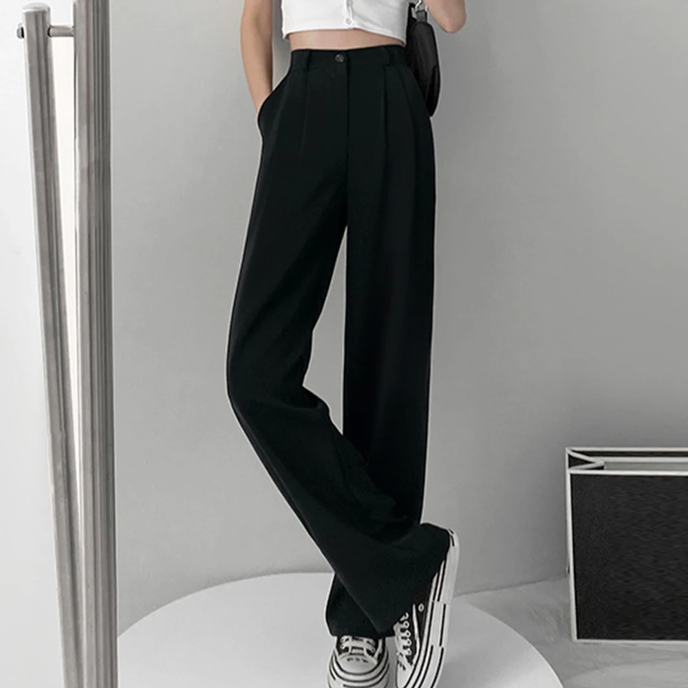 Women's Casual Pants Loose Plain Full Length Spring Autumn High Waist Drape Wide-leg Pants Straight-leg Mopping Suit Trousers
Women's Casual Pants Loose Plain Full Length Spring Autumn High Waist Drape Wide-leg Pants Straight-leg Mopping Suit Trousers