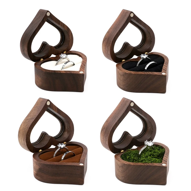 41XC Wedding Love Ring Box Walnut Pair Ring Storage Packaging Gift Box Heart-shaped Wooden Box Ear Stud Earrings Jewelry Box
41XC Wedding Love Ring Box Walnut Pair Ring Storage Packaging Gift Box Heart-shaped Wooden Box Ear Stud Earrings Jewelry Box