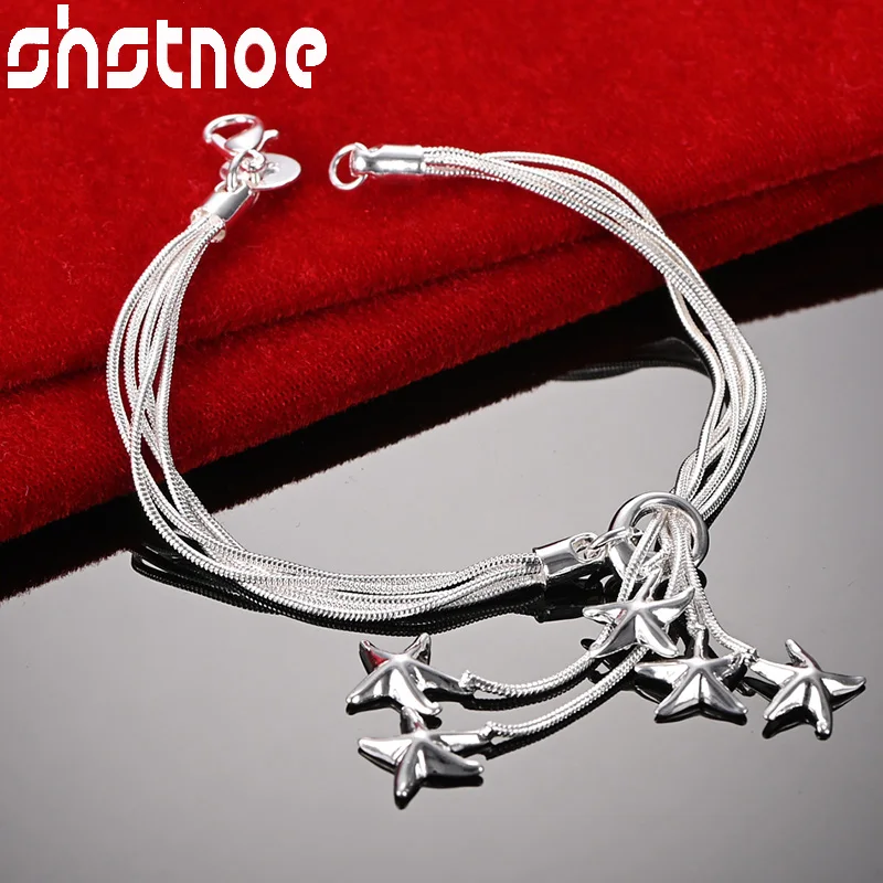 SHSTONE 925 Sterling Silver Star Pendant Snake Chain Bracelets For Woman Wedding Lady Party Fashion Luxury Jewelry Birthday Gift
SHSTONE 925 Sterling Silver Star Pendant Snake Chain Bracelets For Woman Wedding Lady Party Fashion Luxury Jewelry Birthday Gift