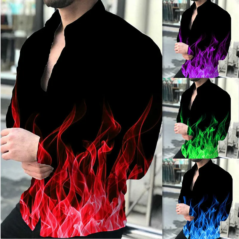 2023 Summer New Men's Shirt Fashion Casual Breathable 3D Printing Flame Loose Long Sleeve Shirt Button Men's Oversized Tops
2023 Summer New Men's Shirt Fashion Casual Breathable 3D Printing Flame Loose Long Sleeve Shirt Button Men's Oversized Tops