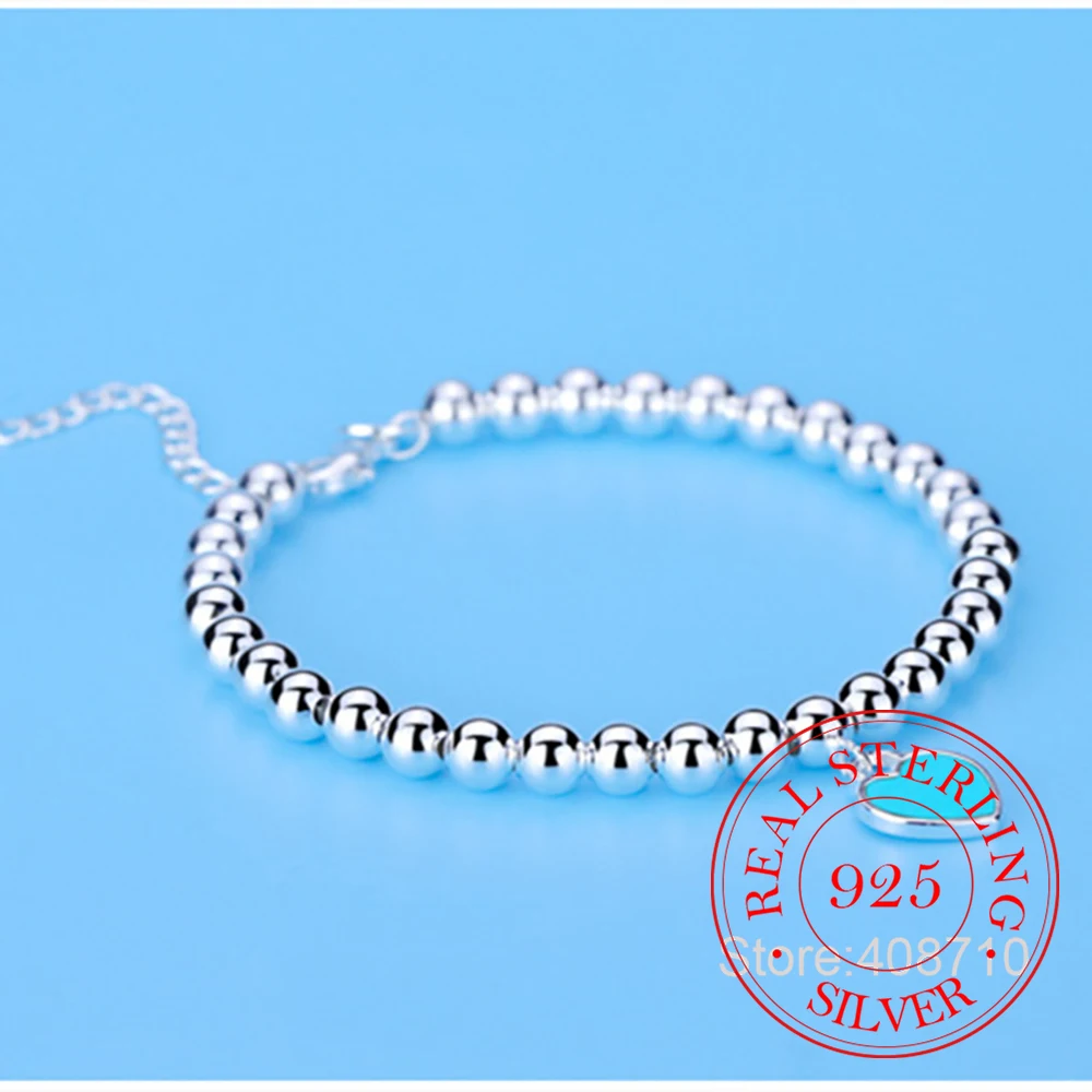 Настоящие браслеты из стерлингового серебра 925 с эмалью и бусинами в форме сердца, цепочка с шариками для женщин, ювелирные изделия для вече... 
Настоящие браслеты из стерлингового серебра 925 с эмалью и бусинами в форме сердца, цепочка с шариками для женщин, ювелирные изделия для вече...