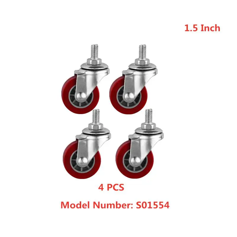 4 Pcs/Lot Casters 1.5 Inch M8 Screw Universal Wheel Trolley Diameter 38mm Jujube Red Pu Polyurethane Furniture
4 Pcs/Lot Casters 1.5 Inch M8 Screw Universal Wheel Trolley Diameter 38mm Jujube Red Pu Polyurethane Furniture
