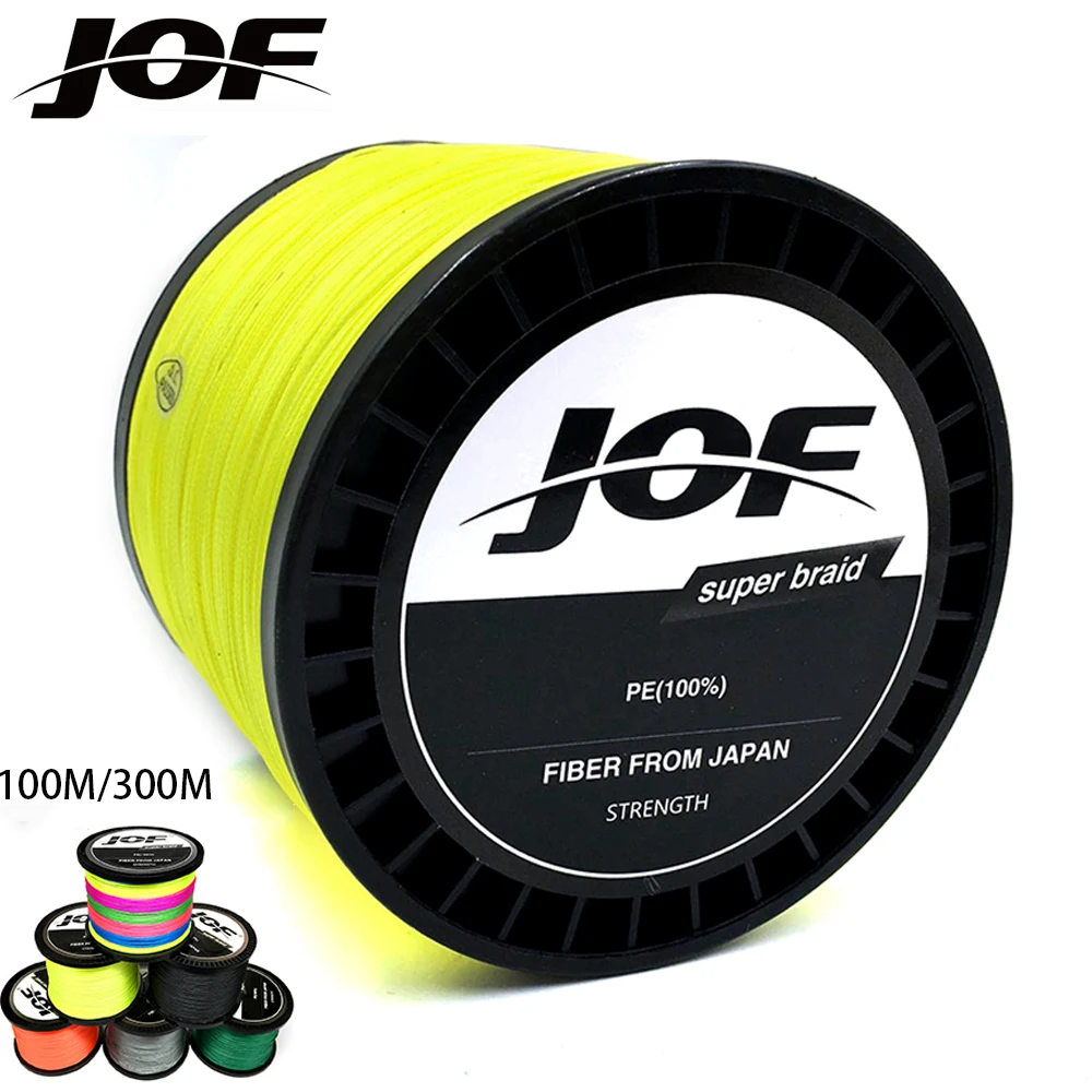 

JOF 4 Strands Braided Fishing Lines 100M 300M Multifilament Carp Fishing Lure Multifunction SUPER PE Line for 10-80LB Pesca Wire