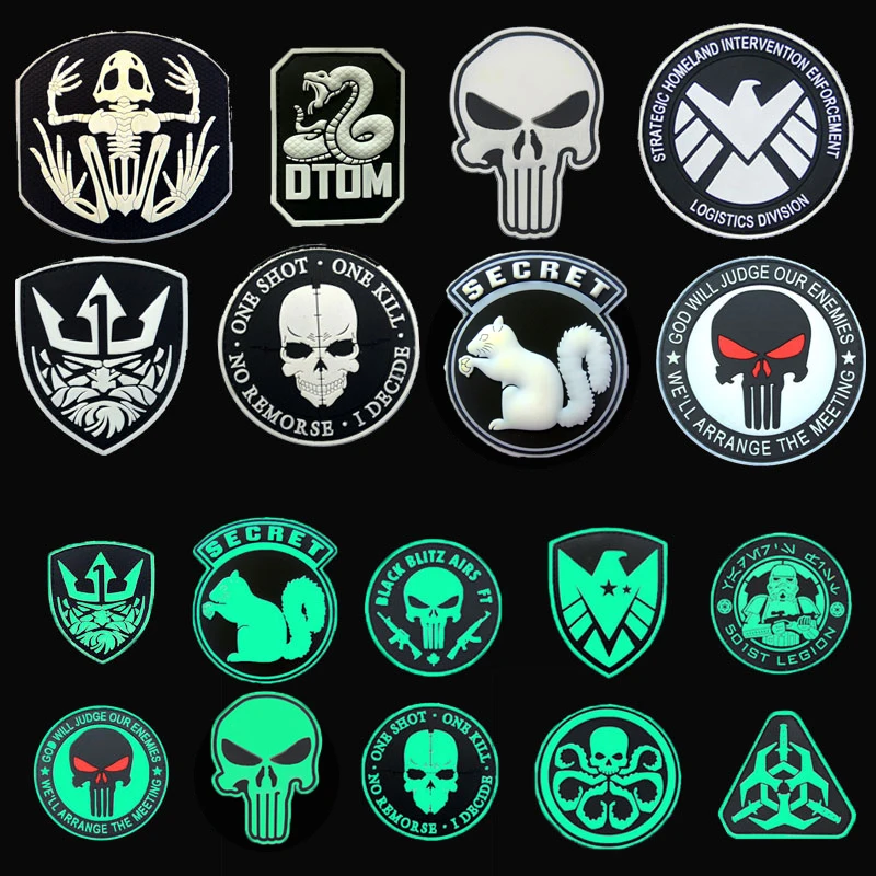 Luminous PVC Patch Glow In Dark Rubber Patches Military Hook Back Swat OPS Armband Tactical Emblem Applique Combat Badges
Luminous PVC Patch Glow In Dark Rubber Patches Military Hook Back Swat OPS Armband Tactical Emblem Applique Combat Badges